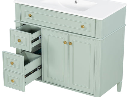 Bathroom Vanity With Sink, 3 Drawers & 2 Soft-Close Doors