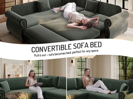 L-Shaped Sofa Couch With Pull-Out Bed