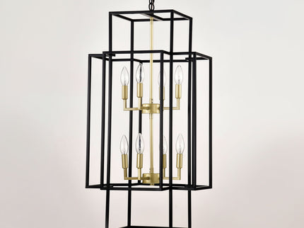 8 Light Lantern Chandelier Lighting, Entryway Chandeliers For High Ceilings, Chandeliers For Dining Room, Foyer, Entry, Staircase, Hallway, Height Adjustable (E12 Bulbs Not Included)