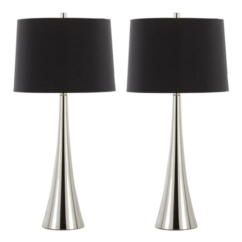 Diana - Contemporary Table Lamp (Set of 2) - Polished Nickel / Black Satin