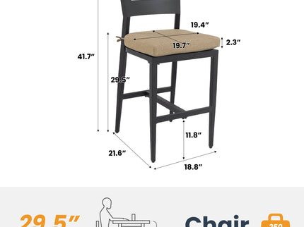 Modern Outdoor Bar Stools With Backrest And Footrest (Set of 2)