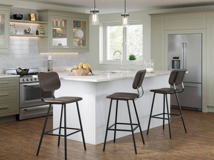 Foundry - Contemporary Barstool Zig Zag Stitching (Set of 2) - Black / Gray