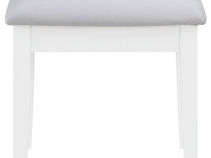 Winona - Makeup Vanity Set With Bulb Lit Mirror And Upholstered Stool - White
