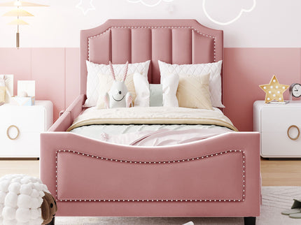 Upholstered Daybed With Classic Stripe Shaped Headboard