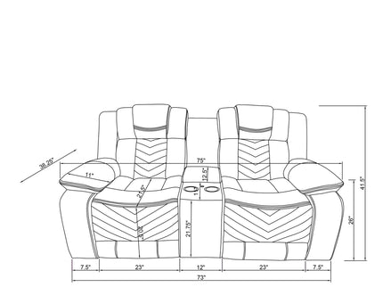 Raize - 10 Power Console Reclining Loveseat With LED And Immersive Sound - Gray