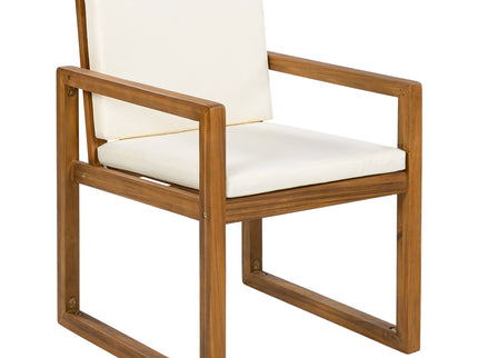 5 Piece Outdoor Patio Dining Set With 4 Armchairs And Table - Beige