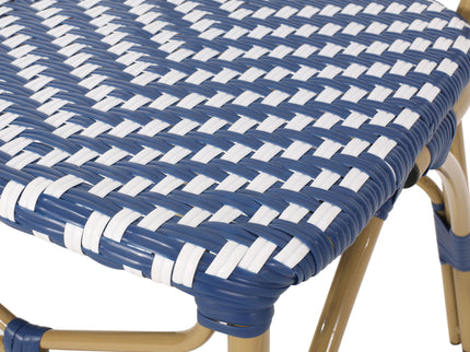 Outdoor Rattan And Aluminum French Armless Bistro Chairs Set - Navy Blue