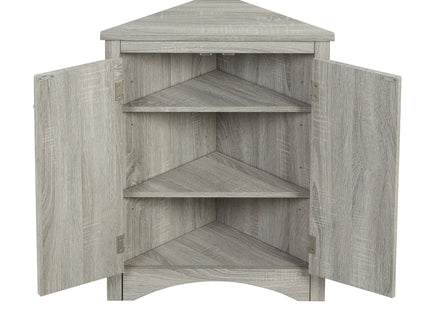Triangle Bathroom Storage Cabinet With Adjustable Shelves, Freestanding Floor Cabinet - Oak