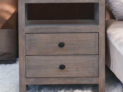 2 Drawer Open Bedside Table - Gray Ash