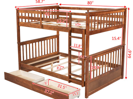Bunk Bed With Ladders And 2 Storage Drawers