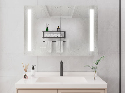 LED Medicine Cabinet With Mirror, Double Door With Defogger, Dimmer, Surface Mount