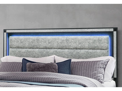 Soulmarie - Bed With LED Lighting And Padded Headboard
