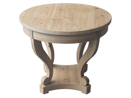 Curved Legs Farmhouse Style Small Size Round Dining Table End Table Side Table Coffee Table For Dinette, Kitchen, Dining Room Or Living Room - Natural Wood Grain Distressed