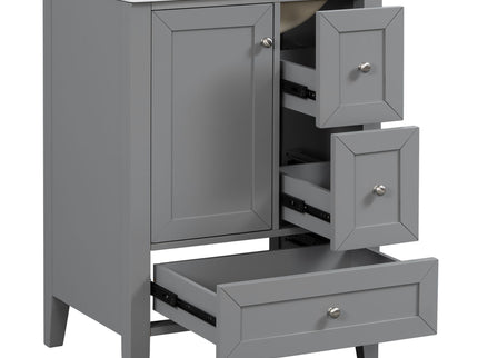 Modern Bathroom Vanity With Sink, Freestanding Cabinet With Drawers And Shelves