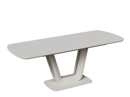 Modern Industrial Style Expandable Dining Table With U Shaped Legs - Antique Gray White