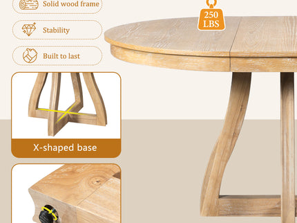 Round Extendable Dining Tabl, Middle Leaf, Curved Legs