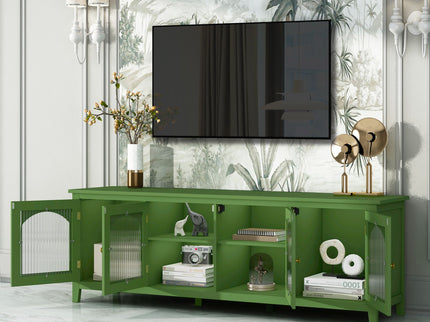 StylishTVcabinet Entertainment CenterTV Stand, TVconsoletable, Media Console, Solidwood Frame, Changhong Glass Door, Metal Handle