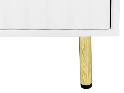 3 Door Large Storage Sideboard With Handles For Kitchen, Dining Room And Living Room, Accent Buffet Cabinet, Coffee Bar Sideboard Cabinet With 3 Doors - White / Gold