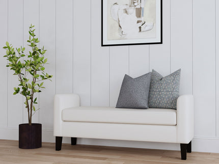Hollis - Upholstered Accent Bench With Armrests Seating - Vanilla White
