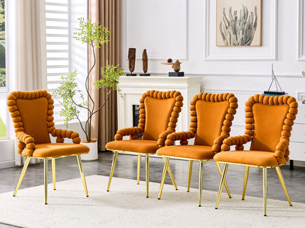 Puffy Bubble, Ball Chain Chair With Armrests For Dining Room (Set of 2)