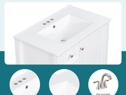 Modern Bathroom Vanity With Sink, 1 Cabinet & 3 Drawers