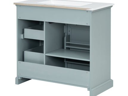 Bathroom Vanity With Sink, 2 Tip Out Drawers, Soft Close Hinges - Gray