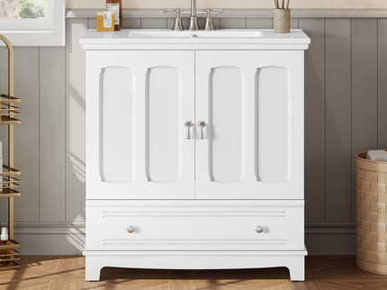 Bathroom Vanity With Sink, Cabinet With Adjustable Shelf And Drawer Divider