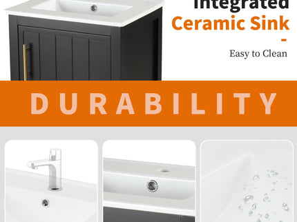 Modern Bathroom Vanity With Sink, Soft-Closing Door And Open Shelf