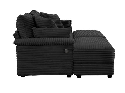Double Chaise Lounge Set With Reversible Storage Ottomans, USB Port