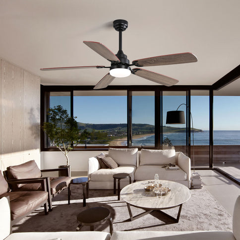 Ceiling Fan With LED Light, 6 Speed Wind, 5 Blades, Remote Control DC Motor