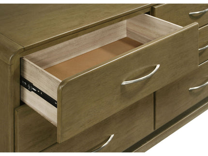 Bernardo - 6 Drawer Dresser And Mirror With Rounded Corners - Nutmeg Brown