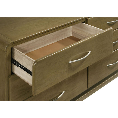 Bernardo - 6 Drawer Dresser And Mirror With Rounded Corners - Nutmeg Brown