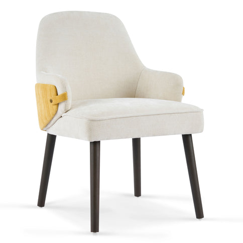 Indoor Dining Chair (Set of 2) With Sturdy Frame - Beige / Yellow