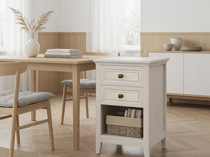 Nightstand With 2 Drawers Bedside Table