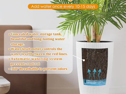 Tall Planters Set With Water Level Monitor And Auto Watering