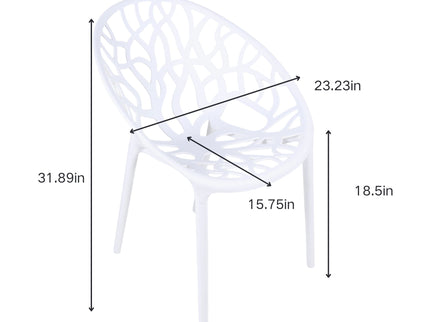 Dining Chair, Transparent Shell Design For Home (Set of 4) - White