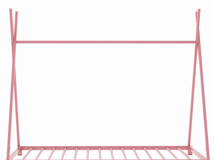 Metal House Platform Bed With Triangle Structure, Low Profile Design