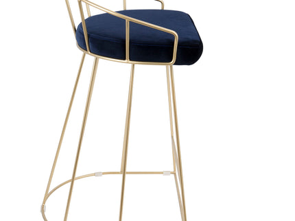 Canary - Contemporary / Glam Counter Stool (Set of 2) - Gold / Blue