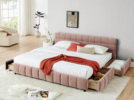 Modern Platform Bed Frame With Thick Fabric
