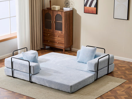 Convertible Floor Sofa Bed With Pillow Back Support Armrest