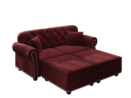 Upholstered Sofa Set With Nailhead Trim And Rolled Armrests, Includes Pillows