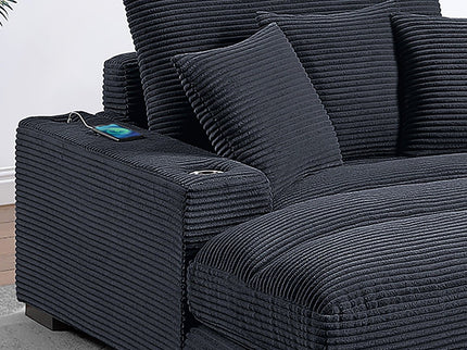 Upholstered Chaise Lounge With Cup Holders USB Port And Pillows