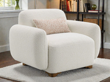 Darius - Boucle Accent Chair With 1 Toss Pillow - Beige