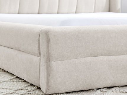 Modern Upholstered Bed Frame With Thick Fabric And Headboard