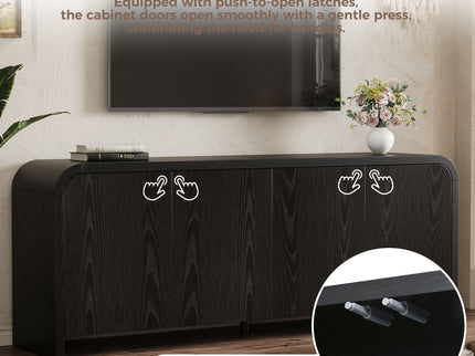Curved Edge TV Stand With Large Cabinets
