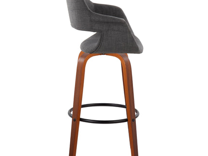 Vintage Flair - Mid Century Modern Fixed Height Barstool With Swivel With Round Footrest (Set of 2)