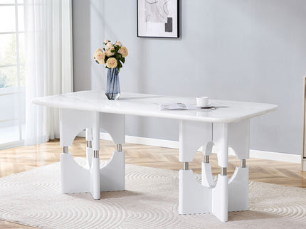Modern Dining Table With Sleek Hollow-Out Frame And Accents