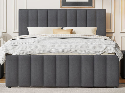 Upholstered Platform Bed With Twin Size Trundle And 3 Drawers