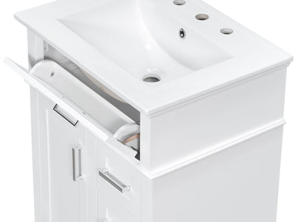 Modern Bathroom Vanity With Sink, Flip Drawer & 3 Drawers, Soft Close Hinges, Adjustable Shelf