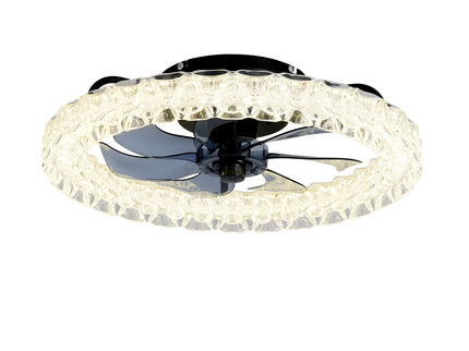 LED Light Source And Remote Control, 3000 - 6500K Dimmable Flush Mount LED Fan Light, 6 Speeds, Quiet DC Motor - Matte Black